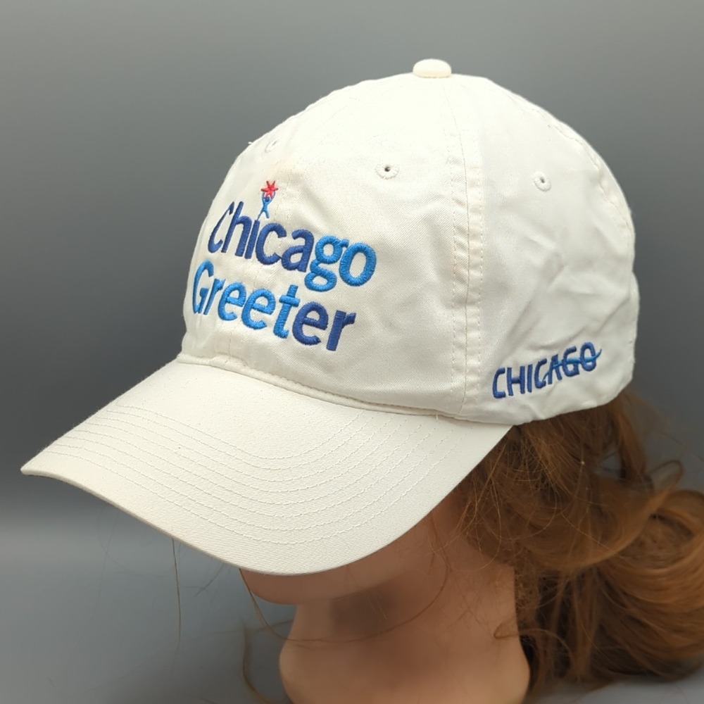 Chicago Greeter Nike Golf Hat Cap White Volunteers Tours OSFM Strapback